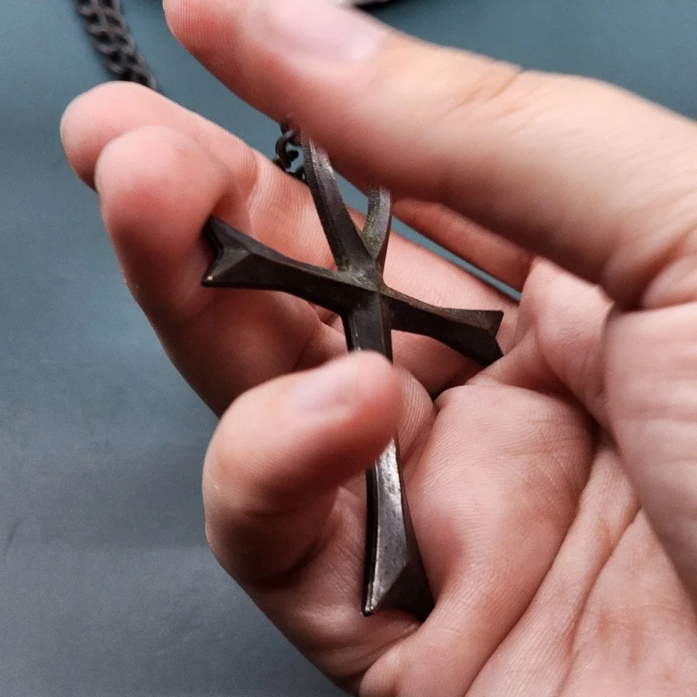 Large Egyptian Ankh Cross Pendant Necklace Antiqued Bronze Tone Statement